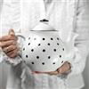 City to Cottage® Teiera Grande con Coperchio e Manico da 1,7l|4-6 Tazze di tè o tisana | Realizzata e Dipinta a Mano in Ceramica | Fantasia a Pois Bianco e Nero