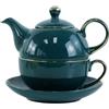 Eplze YBK Tech - Teiera in stile europeo, tazza da tè e piattino, in ceramica Bone China, per colazione, casa, cucina, colore: Verde pavone