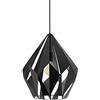 Eglo Carlton 1 Lampada a Sospensione Vintage, Attacco E27. Ø 38.5 cm, in Acciaio, Nero/Argento