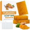 Ceboic 3 Pezzi Sapone All'acido Kojico, Skin Lightening Sapone Alla Curcuma per Riduce Acne Macchie Scure, Saponi da Bagno per Viso e Corpo, Turmeric Kojic Acid Soap con Rete di schiuma, Formato Viaggio