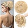 SEGOHAIR Messy Bun - Extension per capelli con elastico, 80 g, per coda di cavallo, biondo cenere fino a biondo platino