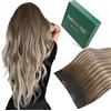 Easyouth Extension Con Filo Invisibile Capelli Veri Filo Invisibile Per Extension 30 cm Colore Medio Marrone Mix Platinum Bionde e Medio Marrone 70g Estensioni dei Capelli con Filo