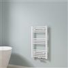 EMKE Scaldasalviette termoarredo, 75 x 40 cm, Bianco colore, radiatore scaldasalviette ad acqua calda, termoarredo da bagno con collegamento centrale