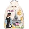 Braccialini Cartoline Paris Zaino decorato con una stampa romantica e dettagli tridimensionali celebra i simboli più iconici di Parigi, come la Torre Eiffel, i macaron e dettagli chic, catturando