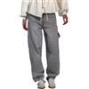 Generic Jeans casual da donna con diamanti strass sciolti Harem, jeans a vita alta per le donne, jeans dritti a gamba larga con perle scintillanti, grigio, 3XL