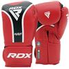 RDX Aura Plus T-17 - Guantoni da boxe in pelle Maya Hide, imbottitura MG-3, schiuma Max-Shock - per allenamento, sparring, kickboxing, Muay Thai - Cinghia Quick-EZ - Rosso 12 oz