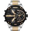 Diesel Orologio Mr. Daddy 2.0 da uomo, movimento cronografo, cassa in acciaio inossidabile tricolore da 57 mm con bracciale in acciaio inossidabile, DZ7459