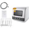 DHQCQL Mini lavastoviglie, 800 W, IPX1, lavabile in lavastoviglie con 3 programmi di lavaggio, adatta per ufficio, campeggio, camper, spazio per 12-20 controsoffitti, 45 x 40 x 44,8 cm (bianco)