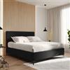 DEGHI Letto matrimoniale 160x190 cm in tessuto nero con contenitore - Maverick