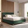 DEGHI Letto matrimoniale 160x190 cm in tessuto verde bosco con contenitore - Maverick
