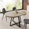 DEGHI Tavolo da pranzo rotondo allungabile 110-158x110 cm con top rovere nordico e gambe nere - Daina