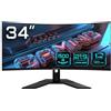 GIGABYTE GS34WQC Monitor da Gioco Curvo WQHD, 34 Pollici, VA, 1500R, 120Hz, 1ms, AMD FreeSync, HDR Ready