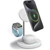 SBS Stazione di ricarica Wireless Qi2 3in1, Certified MFI, Ricarica Rapida 15W, MagSafe, Magnetic Power Profile, Design Minimal, Caricabatterie per iPhone, Airpods, Apple Watch, Samsung, Smartphone