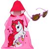 ZBHDEYG 1 Telo Da Bagno a Forma Di Cavallo Arcobaleno, 1 Occhiali Da Sole, Telo Da Bagno Con Cappuccio, Telo Mare per Bambini, Morbido Accappatoio Assorbente, Poncho Con Cappuccio, Telo Doccia