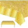 Mienocol 2 tovaglie usa e getta dorate per feste, 137 x 274 cm, con glitter luccicanti e diamanti, rettangolari, per feste di nascita, matrimoni, compleanni, lauree, Xmax, decorazioni per feste di Capodanno