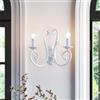 Ganeed Applique da Parete Vintage Ferro Battuto Bianco E14 2 Luci 2 Pezzi | Lampada a Muro Stile Retrò per Soggiorno, Camera Letto, Atrio e Tromba Scale, Doppia Luce Calda, Montaggio a Parete, 2 Unità
