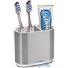 PARKMANI Portaspazzolino elettrico per bagno, portaspazzolino e dentifricio, contenitore rimovibile per spazzolino da denti con drenaggio per famiglia, bambini (argento spazzolato, medio)