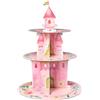 ANGOLIO Supporto per cupcake a 3 livelli con principessa ad acquerello principessa festa di compleanno in cartone decorazioni rosa castello floreale dessert torre forniture per feste per bambini