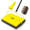 JEHONN Spazzola per Tappeti, Balai Meccanico Manuale con Crine di Cavallo, Senza Elettricità,Pulisci Tappeto e Moquette (Giallo)