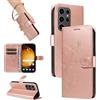 SRISHP Cover per Samsung Galaxy S24 Ultra, Magnetica Cover a Libro con Slot per Schede, Custodia in PU Pelle Portafoglio per Galaxy S24 Ultra, Oro Rosa