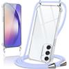 Coiwxmoi Cover per Samsung Galaxy A54 5G con Cordino 6,6,Trasparente Custodia con Laccio Tracolla Corda Catena Cinghia,Ultra Morbido Silicone TPU Antiurto Case per Samsung A54 5G, Viola