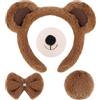 Fokroin Orso Costume Animale Accessori, Peloso Orecchie Orso Cerchietto e Coda di Orso e Papillon, Orso Costume Animale Accessori per Bambini Adulti per Cosplay Halloween Carnevale Festa a Tema