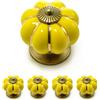 Ganzoo pomelli per mobili a forma di corona, set 4 pezzi in porcellana giallo con finitura bronzo anticato decorativa, look vintage shabby chic, 38mm profondita 38mm, vite per frontali fino 18mm