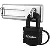 Master Lock 7804704EURD Set Chiavistello a Barra Dritta e Lucchetto con Combinazione, Nero
