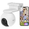 EZVIZ 8MP Telecamera WiFi Senza Fili per Esterni, Batteria da 10400mAh, Rilevamento di Persone/Veicoli, Telecamera Esterna a 360°, Modalità AOV, Visione Notturna a Colori, Difesa Attiva, CB8 Pro 4K