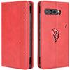 HualuBro Cover per ASUS ROG Phone 3 ZS661KS, Flip Cover a Libro in Retro PU Pelle Magnetica Antiurto Case Portafoglio Custodia per ASUS ROG Phone 3 Strix Cover (Rosso)