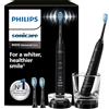 Philips Sonicare DiamondClean 9000 spazzolino elettrico, confezione doppia, spazzolino sonico con app, sensore di pressione, 4 modalità di spazzolamento, bicchiere di ricarica, nero, HX9914/63