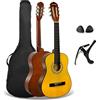 3rd Avenue Set iniziale per chitarra flamenca XF 1/2 junior per bambini, chitarra classica con corde in nylon, custodia, capotasto e plettri, in colore naturale