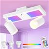 YindaLux RGB Lampada Faretti da Soffitto Orientabili, 17W 2300LM LED Soffitto con Telecomando, Bianco RGB Plafoniera LED Faretti 2 Luce con Luce di Fondo 7W+2x5W GU10 per Soggiorno