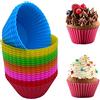 Binhai Stampini per muffin in silicone 24 pz teglie antiaderenti riutilizzabili stampini per crostatine cupcake per torte Muffins Budini Tazze arcobaleno