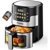Kiseely Friggitrice ad aria, friggitrici ad aria da 6 litri con touch screen in vetro, finestre trasparenti, forno friggitrice ad aria in acciaio inossidabile con programma 10 in 1 (JG1)