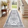 Enyhom Tappeto extra lungo, 80 x 300 cm, grigio, lavabile, per corridoio, antiscivolo, super morbido, vintage, per soggiorno, ingresso, camera da letto