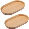 Vandroop Mini vassoio in legno, piccolo vassoio da servizio, ovale, decorativo, in legno, 20 x 12 cm, per set da cucina, saliera e pepe, per caffè e tè (legno di faggio, 2 pezzi)
