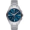 Emporio Armani Orologio per uomo Movimento al quarzo/crono Cassa 43 mm con cinturino in acciaio AR11541, Tono Argento e Blu Acqua, 43 mm