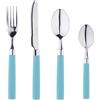 Exzact Posate Acciaio Inox con Manici Colorati 16 PZ - 4 Forchette, 4 Coltelli, 4 Cucchiai Cena, 4 Cucchiaini - EX23 (Turchese x 16)
