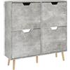 HOMCOM Scarpiera da Ingresso con 4 Cassetti Ribaltabili a 2 Livelli per 16 Paia di Scarpe, Mobile Scarpiera Salvaspazio con Ripiani Regolabile in Truciolato e Legno di Pino, 95x26x95 cm, Grigio
