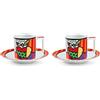 Egan Set 2 Tazzine da caffè con Mela e Piattini in porcellana linea Britto 90 ml.