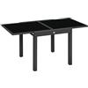 Outsunny Tavolo da Giardino Allungabile da 80/160x80x75 cm, Tavola da Pranzo Estensibile per 4-6 Persone Rettangolare in Alluminio con Piano in Vetro Temperato, Per Patio, Terrazzo, Balcone, Nero