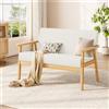 Dripex Divano a 2 posti, piccolo divano con cornice in legno, divano lounge da 2 pezzi, moderno e scandinavo, divano doppio in velluto Teddy, per soggiorno, camera da letto, ufficio,Bianco