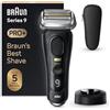 Braun Series 9 PRO +, Rasoio Elettrico Barba, Regolabarba Uomo, Rifinitore di precisione, Custodia da Viaggio in tessuto, Batteria Litio Ion, 100% Impermeabile Idea Regalo, 9510s Nero
