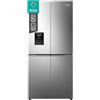 Hisense RQ5P470SMIE, Frigorifero Americano Quattro Porte, Classe E, Inox, Total No Frost, WiFi, Metal Cooling, Zona Convertibile, Display LED, Dispenser Acqua, Motore Inverter