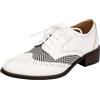 rismart Donna Classico Stringato Wingtips Tacco Grosso Contrastante Oxfords Scarpe Eleganti Bianco, 38 EU