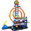 Hot Wheels - Mega Garage, Set Pista con 3 Livelli di Gioco e 2 Loop, macchinina ed Elicottero Inclusi, adattatori Speed Snap e Spazio per riporre 37 Veicoli, Giocattolo per Bambini, 4+ Anni, JLC05