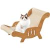 Keyubria Sedia a sdraio per gatti in sisal, 2 in 1, sedia tiragraffi e lettino da salotto, robusta sedia a dondolo per gatti, struttura in legno, letto tiragraffi per gatti che dorme e graffia, 53 x 31 x 32 cm