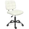 Leader Accessories Sedia da Ufficio, Sedia da scrivania per ufficio senza braccioli con ruote Ergonomica, moderna con rotelle girevoli a 360°, sedie da lavoro per computer regolabili in altezza Bianco