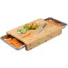 Relaxdays Tagliere in bambù con Vaschette Acciaio Inox per Scarti, ASSE Cucina, 8x45x30 cm, Tavoletta, Naturale Argento